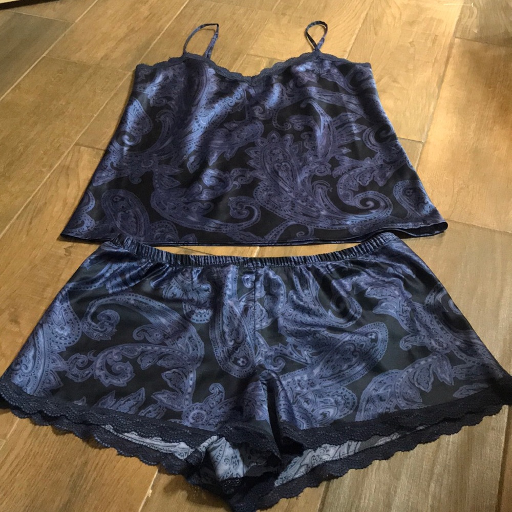 Lace Trim Camisole Top & Pajama Shorts Set